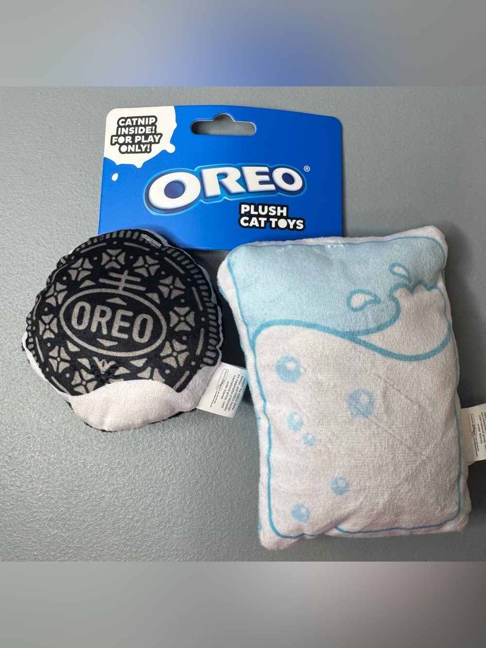 OREO Plush Cat & Cookie Dog Toy Set - Black and Light Blue catnip inside plush